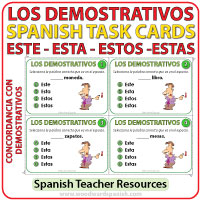 Los Adjetivos Demostrativos - Este, Esta, Estos, Estas - Spanish Task Cards - Demonstrative Adjectives