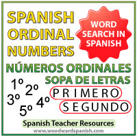 Spanish Ordinal Numbers Word Search Worksheet