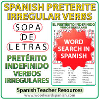 Spanish Preterite - Irregular Verbs Word Search - Pretérito Indefinido