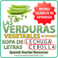 Sopa de letras de las verduras en español - Spanish Vegetables Word Search