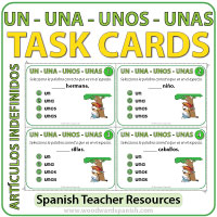 Artículos indefinidos en español - Task Cards