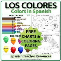 Colors in Spanish - Free Coloring pages and chart