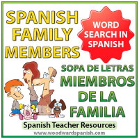 Family Members in Spanish Word Search - Sopa de letras - Miembros de la Familia