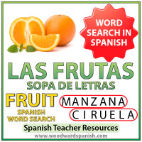 Spanish Fruit Word Search - Sopa de letras de las frutas