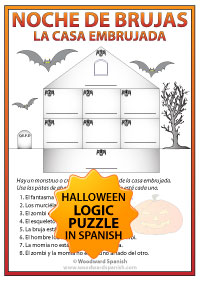 Spanish Halloween Logic Puzzle Worksheet