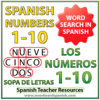 Spanish Numbers 1-10 Word Search Worksheet