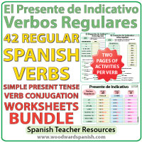 Spanish Present Tense Regular Verbs Worksheets - Presente de Indicativo
