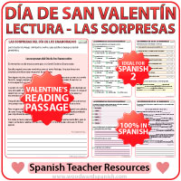 Valentine's Day Reading Passage in Spanish - Lectura del Día de los Enamorados